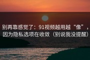 别再靠感觉了：91视频越用越“像”，因为隐私选项在收敛（别说我没提醒）