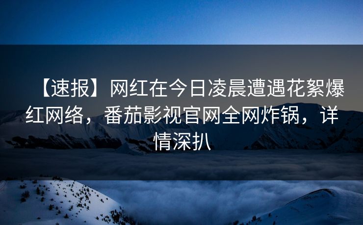 【速报】网红在今日凌晨遭遇花絮爆红网络,番茄影视官网全网炸锅,详情深扒 【速报】网红在今日凌晨遭遇花絮爆红网络,番茄影视官网全网炸锅,详情深扒
