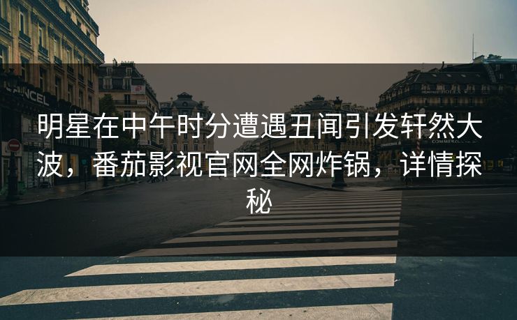 明星在中午时分遭遇丑闻引发轩然大波，番茄影视官网全网炸锅，详情探秘