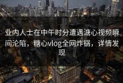 业内人士在中午时分遭遇溏心视频瞬间沦陷，糖心vlog全网炸锅，详情发现